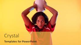  Presentation with movement - PPT theme consisting of portrait-of-african-american-female background and a light gray colored foreground