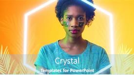  Presentation with face match - Presentation design having portrait-of-african-american-female background and a teal colored foreground