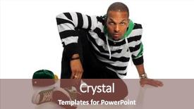  Presentation with hip hop - PPT layouts featuring portrait of african american hip hop man sitting isolated over white background background and a tawny brown colored foreground