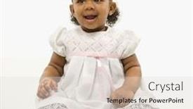  Presentation with infant - Presentation with portrait of african american infant girl sitting against white background background and a light gray colored foreground