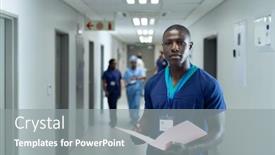  Presentation with medical worker - Theme enhanced with portrait-of-african-american-male background and a gray colored foreground
