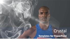  Presentation with tournament - Slide set having portrait-of-african-american-male background and a ocean colored foreground