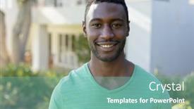  Presentation with lockdown - Presentation design with portrait-of-african-american-man background and a seafoam green colored foreground