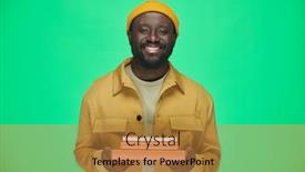  Presentation with stack books - Presentation theme having portrait-of-african-american-man background and a gold colored foreground