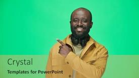  Presentation with yellow green - Presentation design consisting of portrait-of-african-american-man background and a gold colored foreground