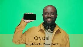  Presentation with mobile application - PPT theme having portrait-of-african-american-man background and a yellow colored foreground