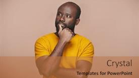  Presentation with contemplating - PPT theme featuring portrait-of-african-american-man background and a red colored foreground