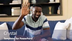  Presentation with lifestyle - Slide deck having portrait-of-african-american-mid background and a ocean colored foreground