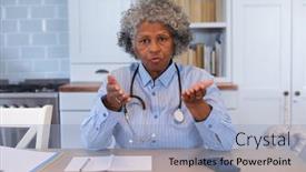  Presentation with telemedicine - Slide deck with portrait-of-african-american-senior background and a light blue colored foreground