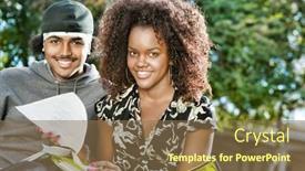  Presentation with african american college students - Audience pleasing presentation consisting of portrait-of-african-american-students backdrop and a violet colored foreground