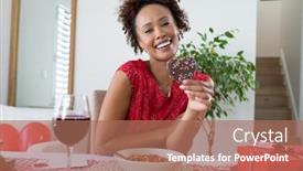  Presentation with online dating - Cool new presentation theme with portrait-of-african-american-woman backdrop and a coral colored foreground