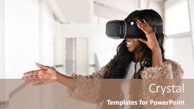  Presentation with virtual hand - Audience pleasing slide deck consisting of portrait-of-african-american-woman backdrop and a coral colored foreground