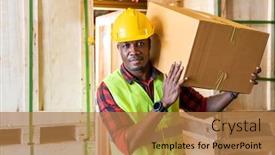  Presentation with black business - Colorful presentation enhanced with portrait-of-african-black-warehouse backdrop and a coral colored foreground