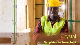  Presentation with black business - PPT theme with portrait-of-african-black-warehouse background and a tawny brown colored foreground