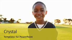  Presentation with elementary school - Presentation theme having portrait of african elementary school background and a yellow colored foreground