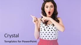  Presentation with fingers - Presentation design featuring portrait of alluring pin-up background and a light blue colored foreground