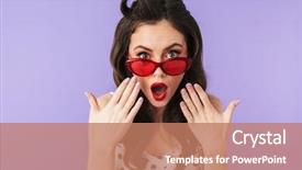  Presentation with mouth - Amazing PPT layouts having portrait of alluring pin-up backdrop and a coral colored foreground