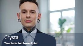  Presentation with tattoo - PPT theme having portrait of alternative model with earplugs and tattoo background and a ocean colored foreground