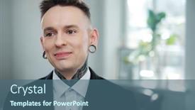  Presentation with tattoo - Audience pleasing slide set consisting of portrait of alternative model with earplugs and tattoo backdrop and a ocean colored foreground