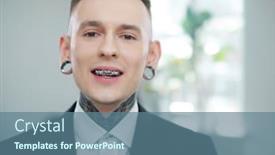  Presentation with alternative - Cool new PPT theme with portrait of alternative model with earplugs and tattoo backdrop and a ocean colored foreground