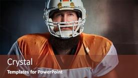  Presentation with american football - Presentation theme featuring portrait-of-american-football-player background and a tawny brown colored foreground
