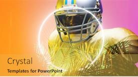  Presentation with football competition - Slide deck with portrait-of-american-football-player background and a yellow colored foreground