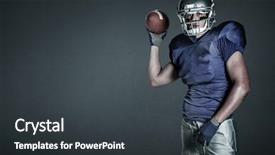  Presentation with football blue - Cool new theme with portrait of american football player in uniform throwing ball against teal blue backdrop and a dark gray colored foreground