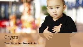  Presentation with stomach - Audience pleasing theme consisting of portrait of an adorable kid touching his stomach against a carousel backdrop and a coral colored foreground