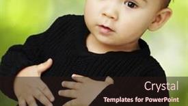  Presentation with stomach - Audience pleasing theme consisting of portrait of an adorable kid touching his stomach at the park backdrop and a wine colored foreground