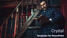  Presentation with interior - Presentation theme consisting of portrait-of-an-adult-man background and a wine colored foreground