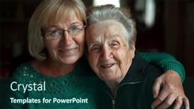  Presentation with old - Cool new theme with portrait-of-an-adult-woman backdrop and a forest green colored foreground