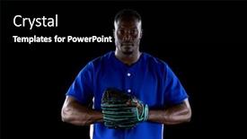 Presentation with baseball team - PPT theme enhanced with portrait-of-an-african-american background and a black colored foreground