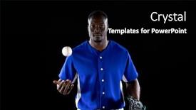 Presentation with baseball team - Presentation design consisting of portrait-of-an-african-american background and a black colored foreground