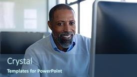  Presentation with social isolation - Colorful PPT layouts enhanced with portrait-of-an-african-american backdrop and a ocean colored foreground