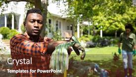  Presentation with home garden - Presentation design consisting of portrait-of-an-african-american background and a tawny brown colored foreground