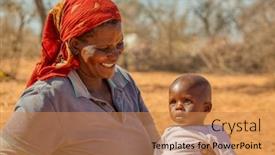  Presentation with kalahari - Presentation design featuring portrait-of-an-african-child background and a coral colored foreground