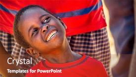  Presentation with village - PPT theme enhanced with portrait-of-an-african-child background and a tawny brown colored foreground