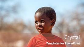  Presentation with village - Theme having portrait-of-an-african-child background and a coral colored foreground