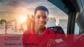  Presentation with camera - Presentation theme enhanced with portrait-of-an-african-child background and a crimson colored foreground