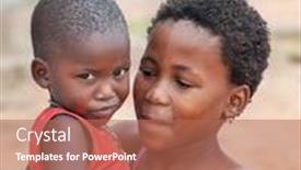  Presentation with village - Slide deck with portrait-of-an-african-girl background and a coral colored foreground