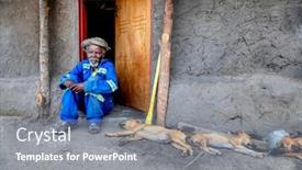  Presentation with man door - Slide set having portrait-of-an-african-old background and a gray colored foreground