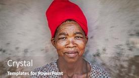  Presentation with village - Cool new slides with portrait-of-an-african-woman backdrop and a coral colored foreground
