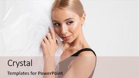  Presentation with concert symphony woman dancing in grass - Slide deck consisting of portrait of an amazing young background and a coral colored foreground