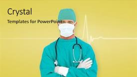  Presentation with ecg - Beautiful PPT theme featuring portrait of an ambitious surgeon against yellow medical background with ecg line backdrop and a yellow colored foreground