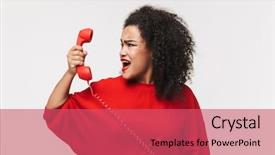  Presentation with business woman standing on maze - Beautiful PPT theme featuring portrait of an angry african backdrop and a coral colored foreground