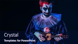  Presentation with hawaiian - PPT theme having portrait-of-an-angry-bloody background and a navy blue colored foreground