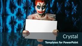  Presentation with horror - Presentation consisting of portrait-of-an-angry-clown background and a navy blue colored foreground