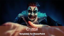 Presentation with clown - Presentation theme enhanced with portrait of an angry crazy clown from a horror film with a hammer halloween carnival background and a tawny brown colored foreground