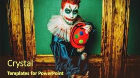  Presentation with horror - Beautiful presentation design featuring portrait-of-an-angry-crazy backdrop and a tawny brown colored foreground