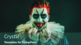  Presentation with crazy - Colorful theme enhanced with portrait-of-an-angry-crazy backdrop and a ocean colored foreground